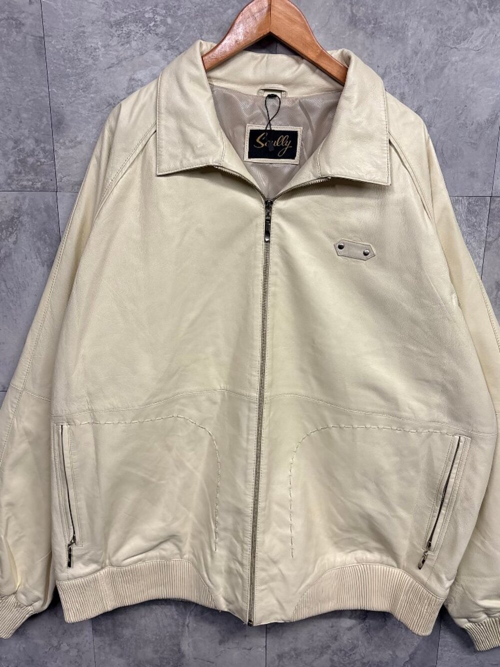 Scully Ivory Lambskin Leather Bomber 4XL
